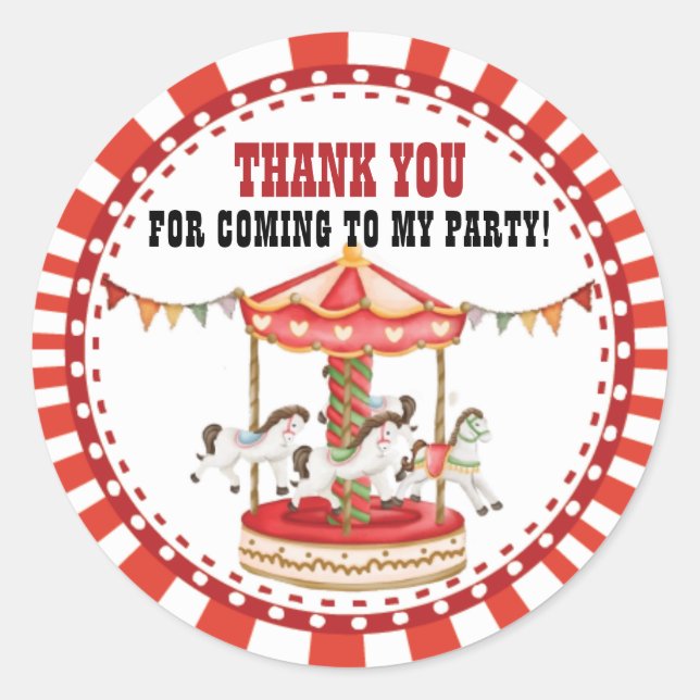 Zirkus Karneval Topper. Circus Etikett. Party Runder Aufkleber (Vorderseite)