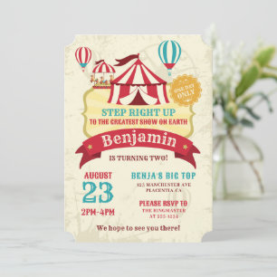 Zirkus-Karneval Vintage-Geburtstagsfeier Big Top Einladung