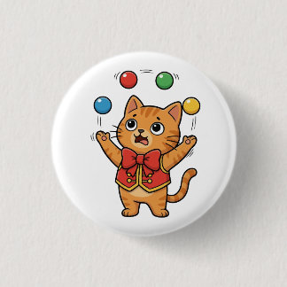 Zirkus-Katzen-Button mit Jonglierkatze Button