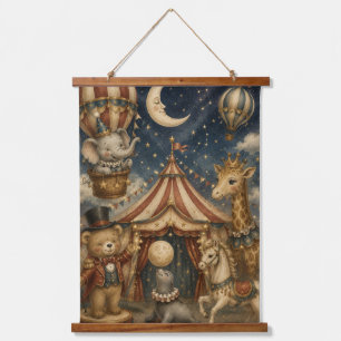 Zirkus-Kinderzimmer-Wandkunst Zirkustiere Wandteppich Mit Holzrahmen