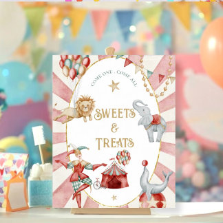 Zirkus-Kirmes-Baby-Shower-Süßigkeiten-und-Leckerei Poster