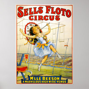 Zirkus-Leistungs-Vintages Plakat 1921