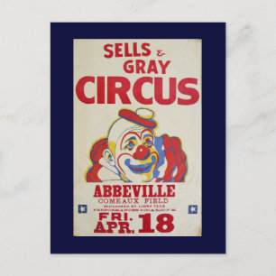 Zirkus-Line-Sells & Grey Circus- Postkarte