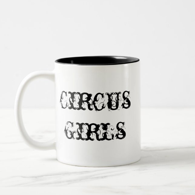 Zirkus-Mädchen-Kaffee-Tasse Zweifarbige Tasse (Links)