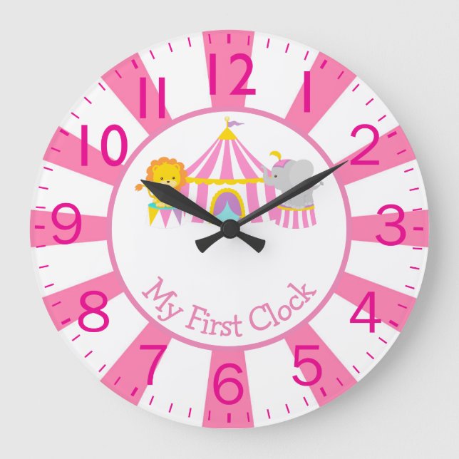 Zirkus mit den ersten Tieren Große Wanduhr (Vorderseite)