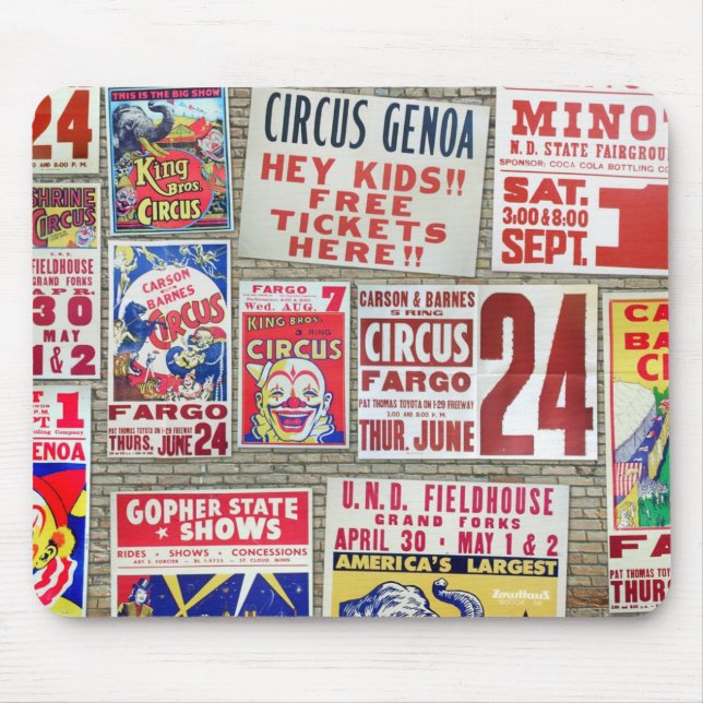 Zirkus-Plakate Mousepad (Vorne)