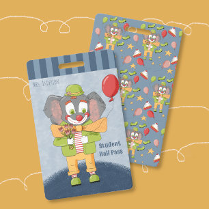 Zirkus-Themen-Clown-Elefant-Blauer Hall-Pass-Auswe Ausweis