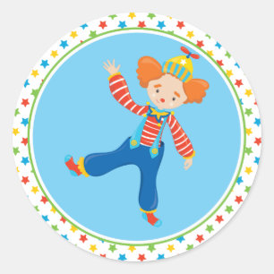 Zirkus-themenorientierter   lustiger Clown Runder Aufkleber