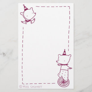 Zirkus trägt - die Unicycle-u. Party-Hüte (lila) Briefpapier
