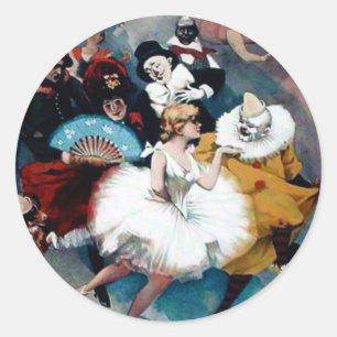 Zirkus Vintage Plakat Ballerina Hunde Trapez Runder Aufkleber