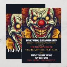 Zirkusclown Frohe Halloween-Party-Einladungen