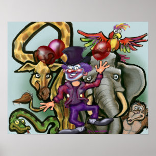 Zirkusclown und Tiere Poster