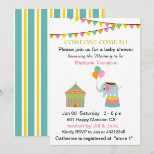 Zirkuselefant mit Banting-Baby-Party Einladung
