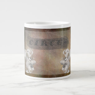 Zirkusentwurf, -text und -elefanten in der Ecke Jumbo-Tasse