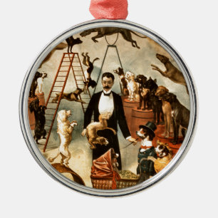 Zirkushund-Act mit dressierten Hunden 1899 Silbernes Ornament