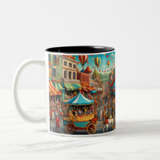 Zirkusparade im Stil der 1930er Jahre Tasse