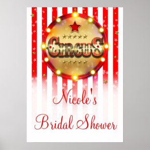 Zirkusparty Rot Weiß Gold Gestreifte Banner Poster