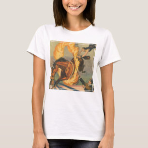 Zirkuspferd, das durch einen Flammenhaufen springe T-Shirt