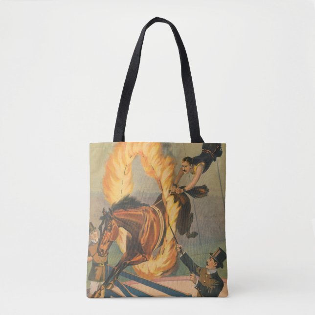 Zirkuspferd, das durch einen Flammenhaufen springe Tasche (Vorderseite)