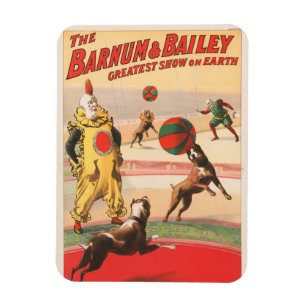 Zirkusplakat mit Clowns und dressierten Hunden Magnet