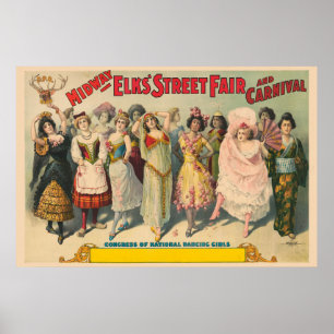 Zirkusplakat mit Frauen in Nationaltracht Poster