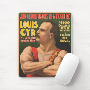 Zirkusplakat mit Louis Cyr und gekreuzten Armen Mousepad