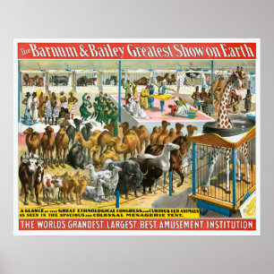Zirkusplakat mit Menschen verschiedener Nationalit Poster