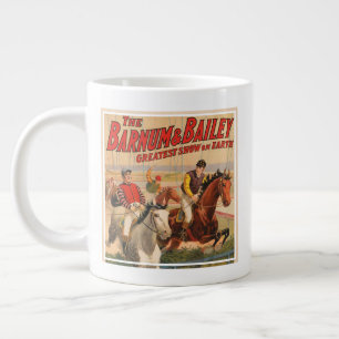 Zirkusplakat von Jockeys auf Pferden, die über ein Jumbo-Tasse