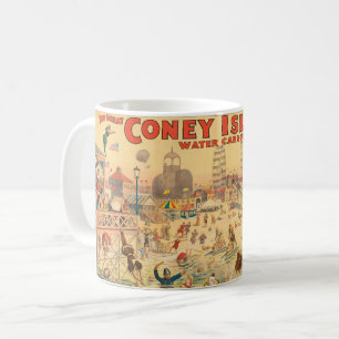 Zirkusplakat von Menschen in Kostümen bei einer Au Kaffeetasse