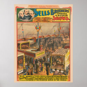 Zirkusposter, ausgestellt in einem Zelt Poster