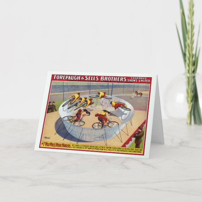 Zirkusposter der sieben Gaynells-Reitbikes Karte (Vorderseite)