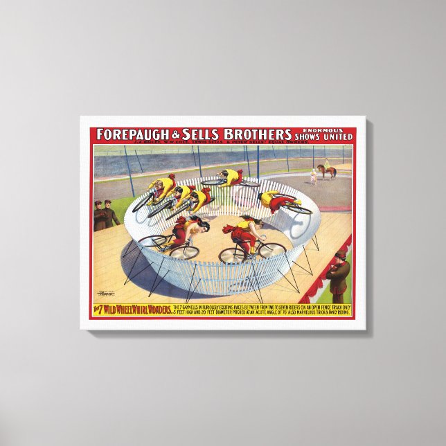 Zirkusposter der sieben Gaynells-Reitbikes Leinwanddruck (Vorderseite)