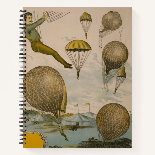 Zirkusposter einer Luftballondarstellung Notizbuch (Vorderseite)