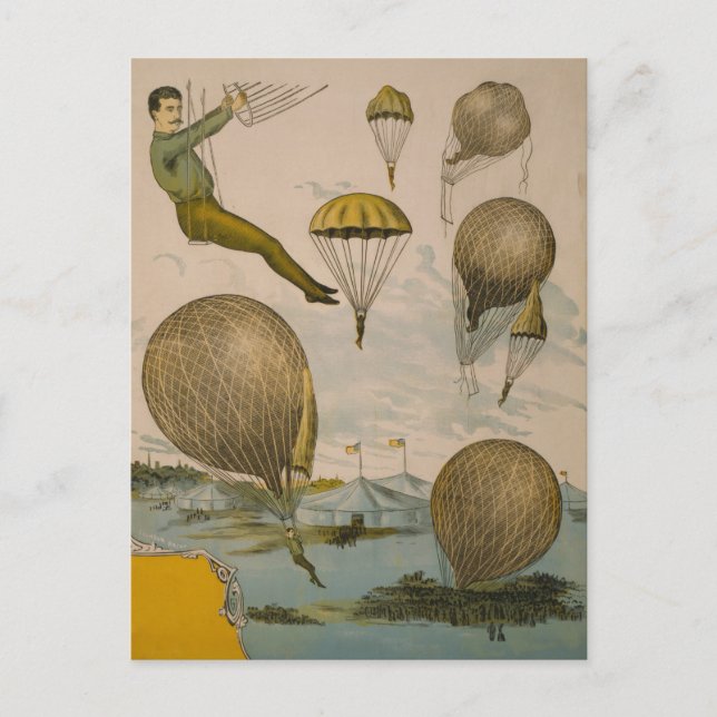 Zirkusposter einer Luftballondarstellung Postkarte (Vorderseite)