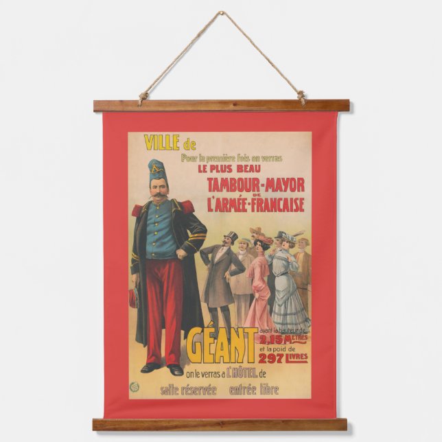 Zirkusposter eines französischen Soldaten Wandteppich Mit Holzrahmen (Vorderseite)