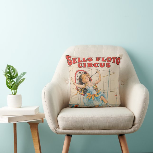 Zirkusposter eines Seilwanderers mit Sonnenschirm Kissen (Stuhl )