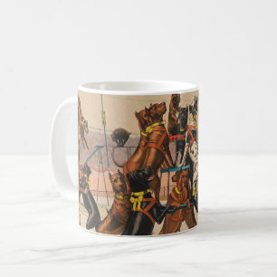 Zirkusposter großer Dänen mit Trainer Kaffeetasse