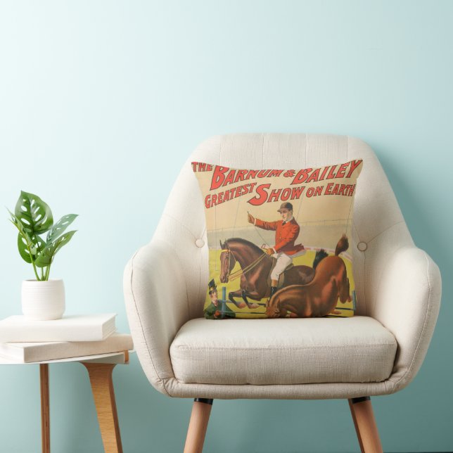 Zirkusposter mit 2 Ponys, die über ein Hindernis s Kissen (Stuhl )