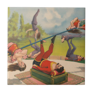 Zirkusposter mit Acrobatic Acts, Circa 1899. Fliese
