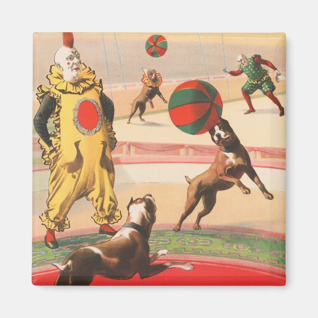 Zirkusposter mit Clowns mit Darstellenden Hunden Magnet (Vorne)