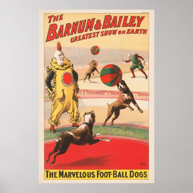 Zirkusposter mit Clowns mit Darstellenden Hunden Poster (Vorne)