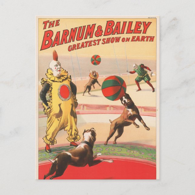 Zirkusposter mit Clowns mit Darstellenden Hunden Postkarte (Vorderseite)