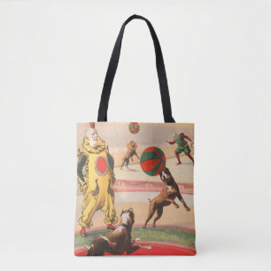 Zirkusposter mit Clowns mit Darstellenden Hunden Tasche