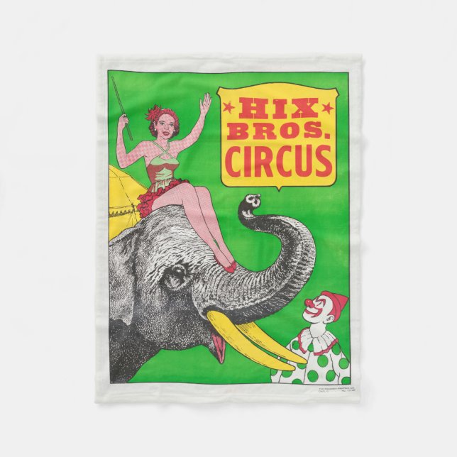 Zirkusposter mit einer Frau, die ein reitender Ele Fleecedecke (Vorderseite)