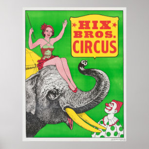 Zirkusposter mit einer Frau, die ein reitender Ele Poster