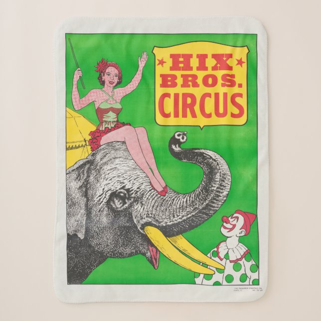 Zirkusposter mit einer Frau, die ein reitender Ele Sherpadecke (Vorderseite)