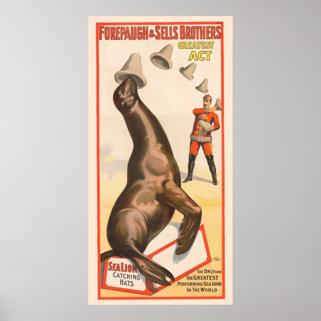 Zirkusposter mit einer Seelenlion, die Hasen fängt Poster (Vorne)