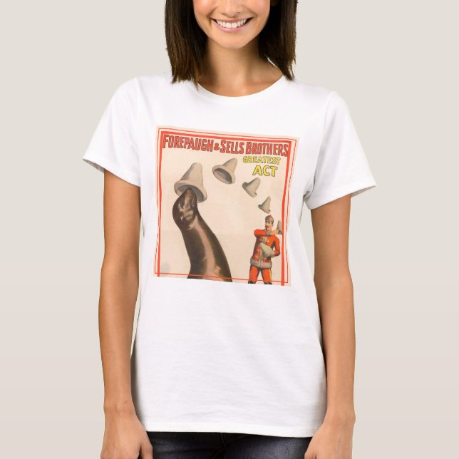 Zirkusposter mit einer Seelenlion, die Hasen fängt T-Shirt (Vorderseite)