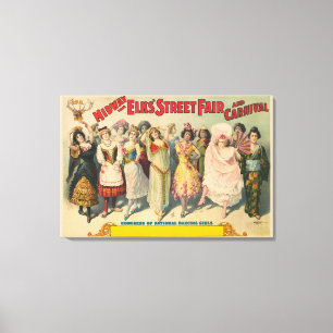 Zirkusposter mit Frauen in nationalen Kostümen Leinwanddruck
