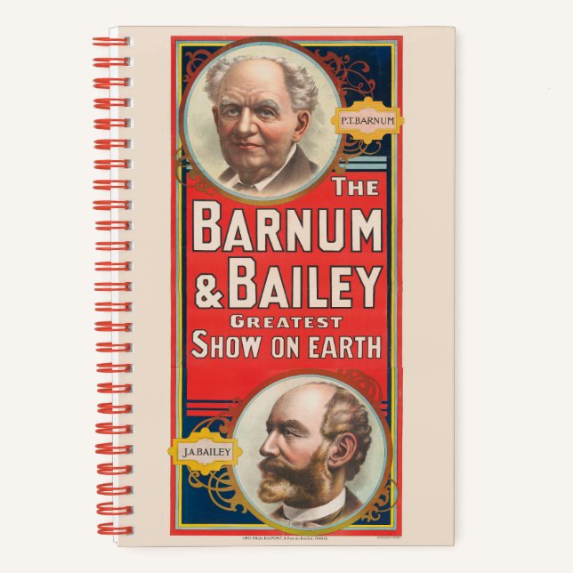 Zirkusposter mit Portraits von Barnum & Bailey Notizbuch (Vorderseite)